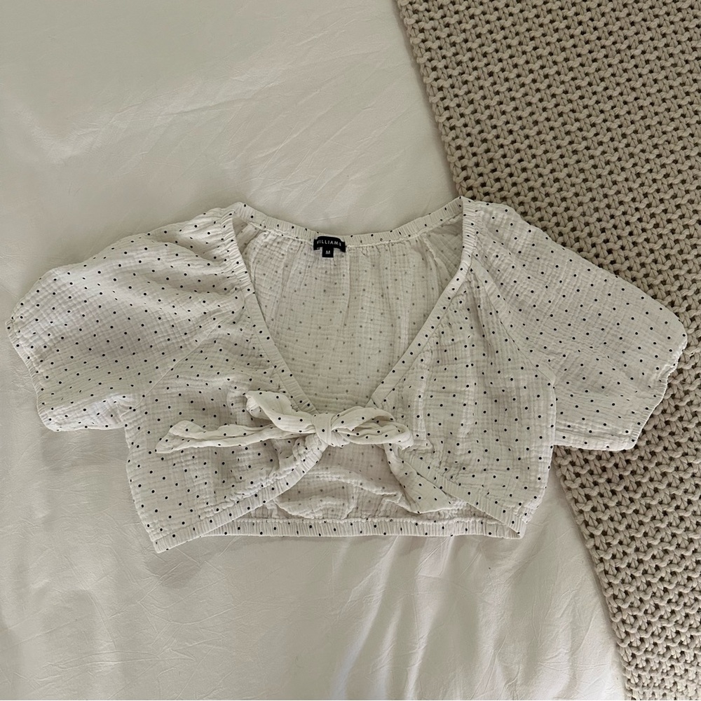 Linen Polka Dot Crop Top
